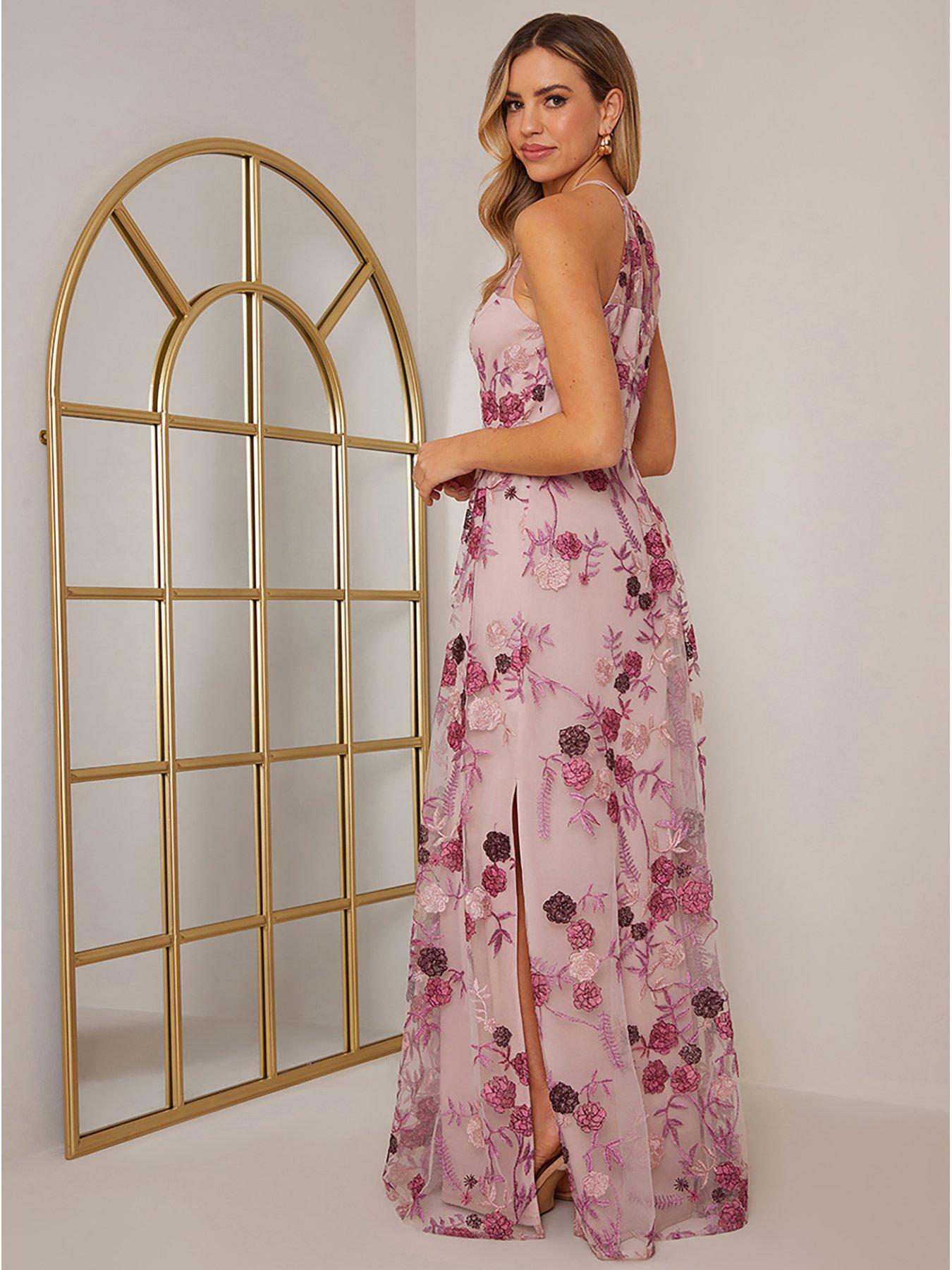 Blush embroidered maxi sales dress