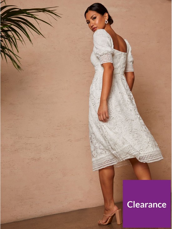 stillFront image of chi-chi-london-puff-sleeve-lace-mini-dress-white