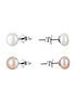  image of the-love-silver-collection-sterling-silver-2pk-7mm-pink-white-freshwater-pearl-stud-earrings
