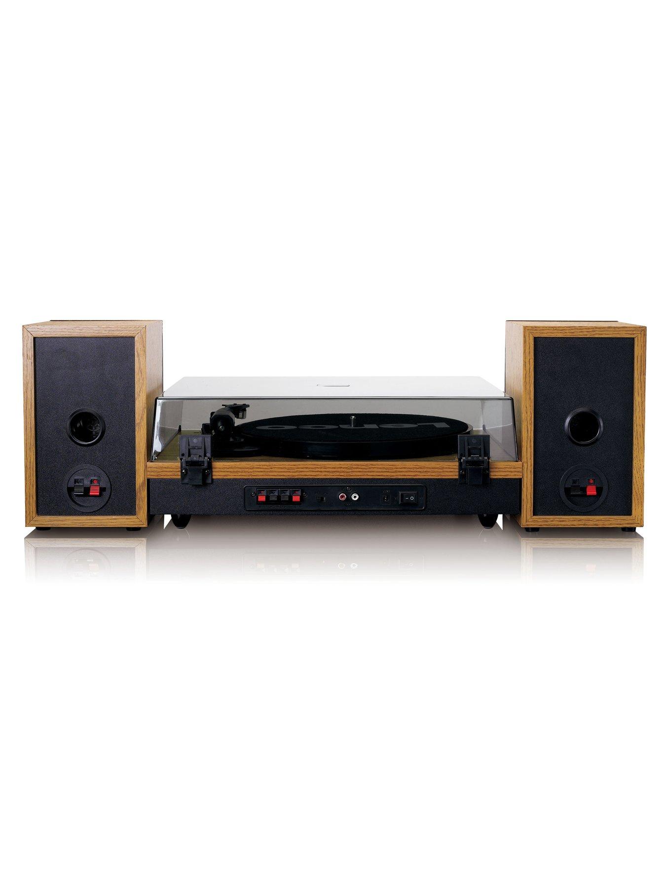  image of lenco-ls-300-wood-turntable-and-hi-fi-speakers