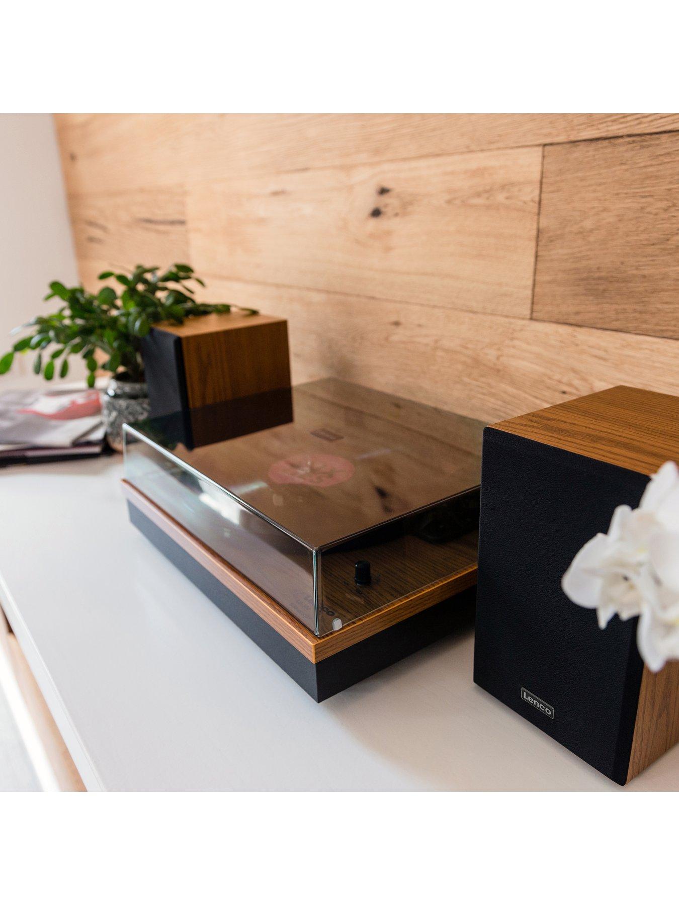  image of lenco-ls-300-wood-turntable-and-hi-fi-speakers