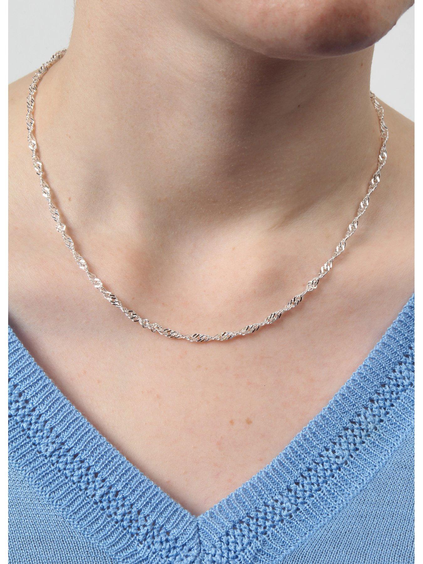 image of the-love-collection-sterling-silver-disco-twist-diamond-cut-adjustable-necklace