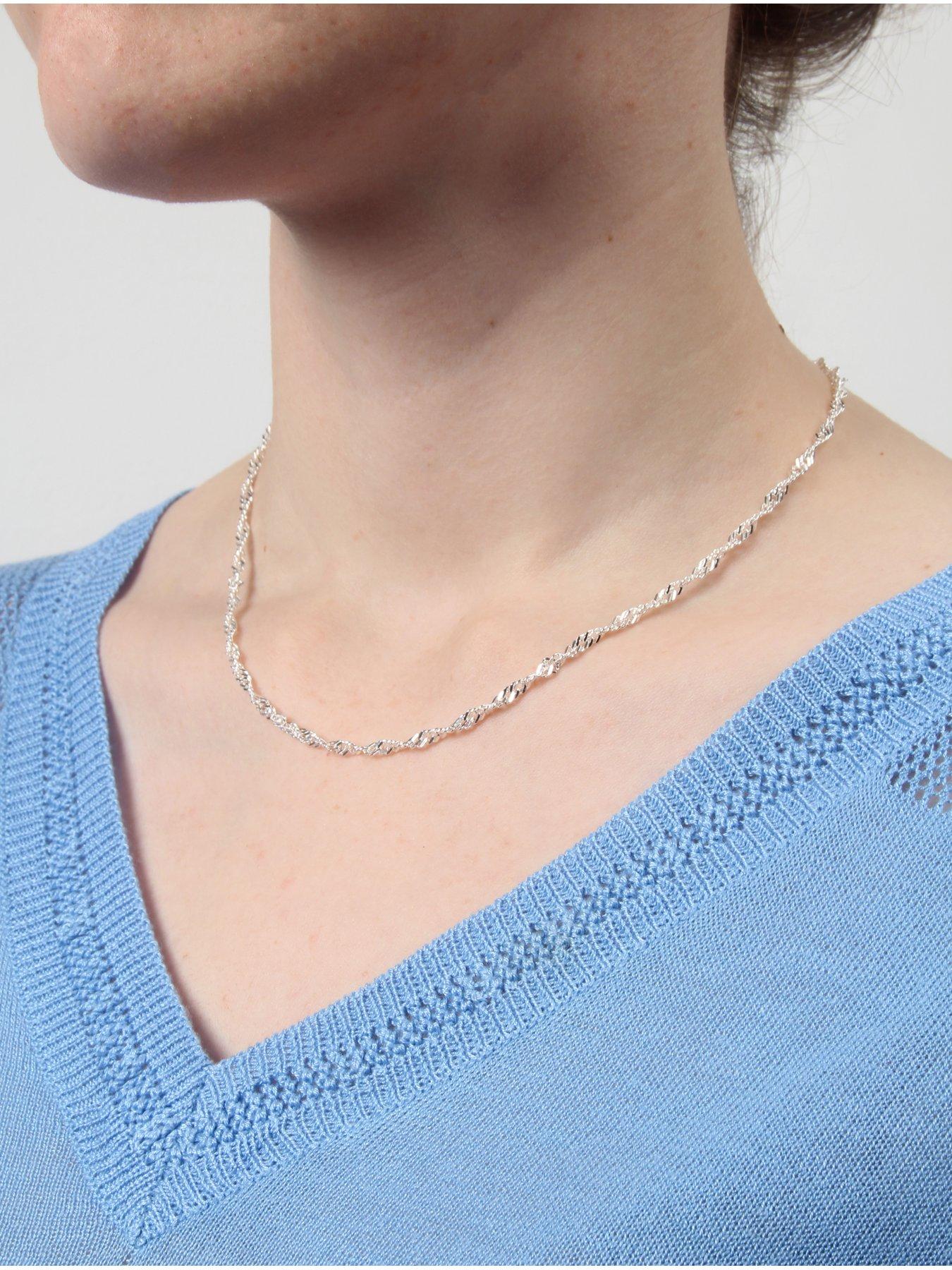  image of the-love-collection-sterling-silver-disco-twist-diamond-cut-adjustable-necklace