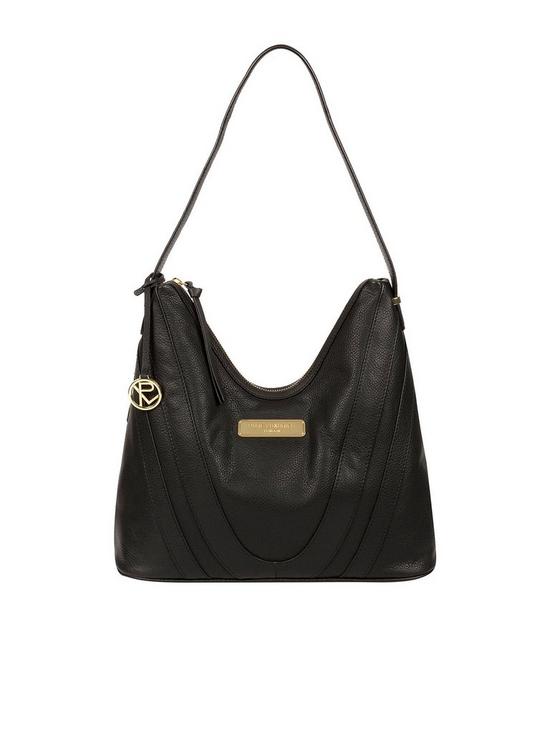 front image of pure-luxuries-london-felicity-leather-zip-top-shoulder-bag-black