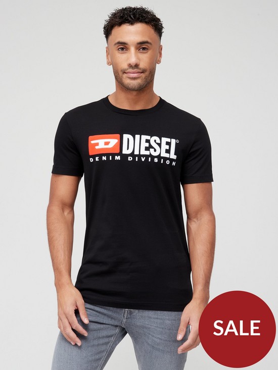 front image of diesel-large-logo-t-shirt-black