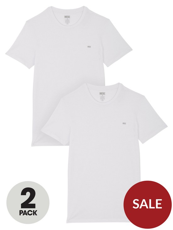 front image of diesel-lounge-t-shirt-2-pack-white