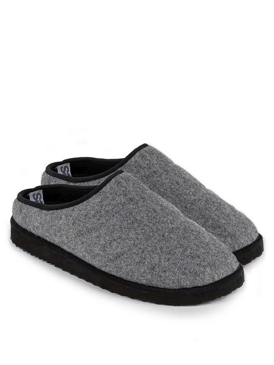 front image of totes-premium-felt-mule-slipper