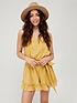  image of v-by-very-sheer-textured-tie-waist-beach-playsuit-mustard
