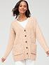  image of v-by-very-knitted-chunky-cable-button-through-cardigan-camel