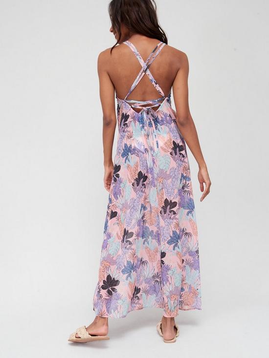 stillFront image of v-by-very-sheer-double-strap-cross-back-beach-maxi-dress-multi