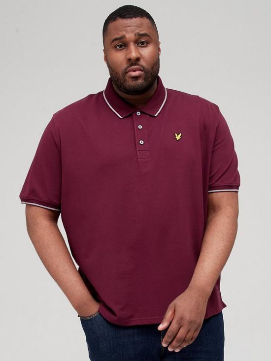 front image of lyle-scott-big-amp-tall-tipped-polo-shirt-burgundy
