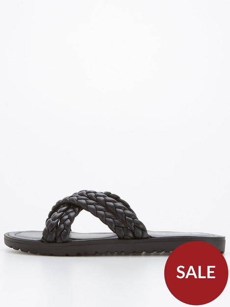 v-by-very-plait-slider-sandal-black