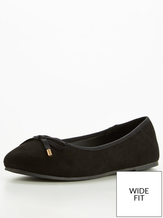 front image of everyday-wide-fit-round-toe-ballerina-black