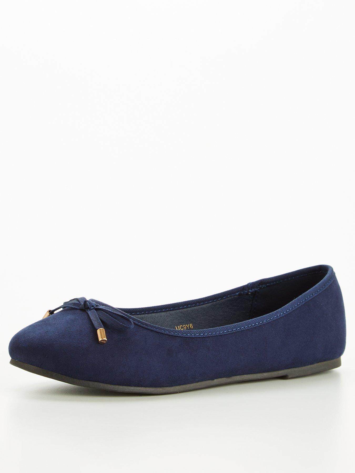 Navy flat shoes wide fit best sale