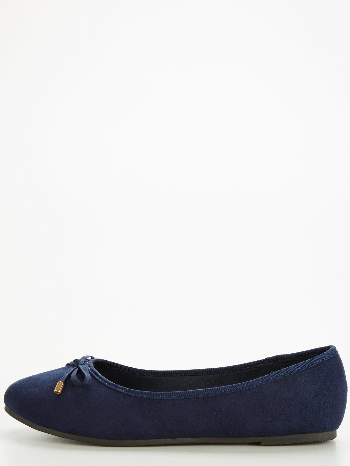 Navy blue wide hot sale fit flat shoes