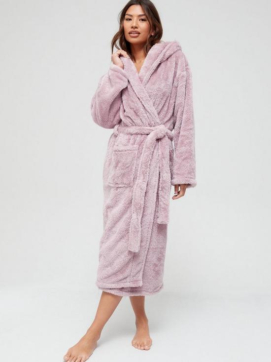 front image of v-by-very-longline-hooded-dressing-gown-heather
