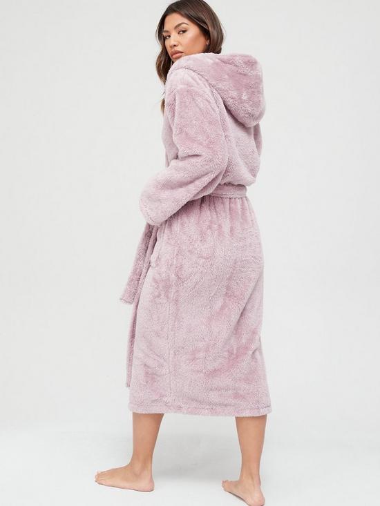 stillFront image of v-by-very-longline-hooded-dressing-gown-heather