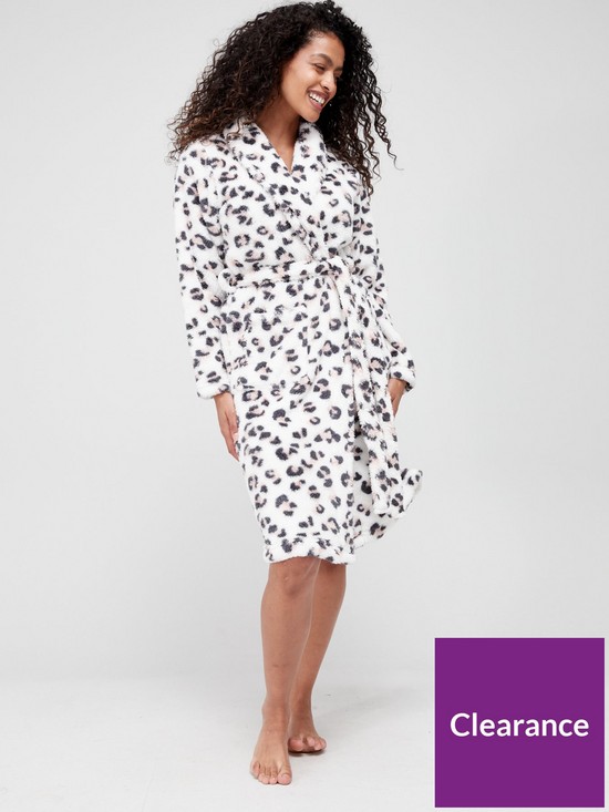 front image of v-by-very-leopard-print-dressing-gown-whiteanimalnbspprint
