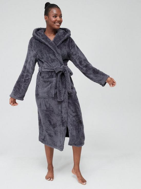 front image of v-by-very-longline-hooded-dressing-gown-charcoal
