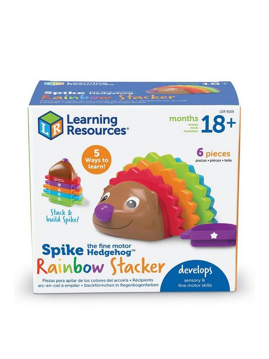 stillFront image of learning-resources-spike-the-fine-motor-hedgehogreg-rainbow-stackers
