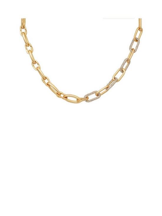 front image of kate-thornton-gold-chunky-link-chain-necklace