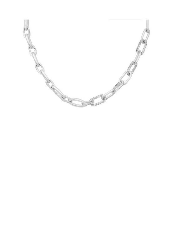 front image of kate-thornton-silver-chunky-link-chain-necklace