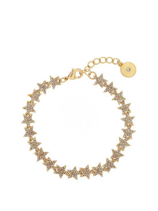 front image of kate-thornton-gold-sparkling-stars-tennis-bracelet