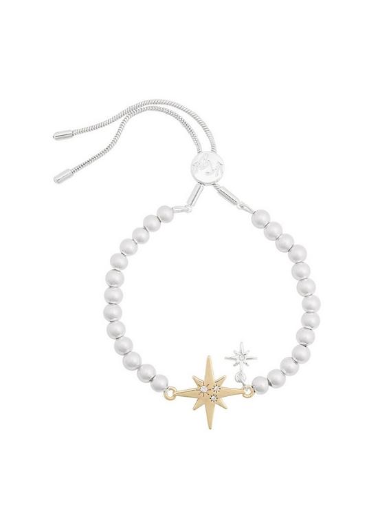 front image of kate-thornton-silver-gold-north-star-friendship-bracelet