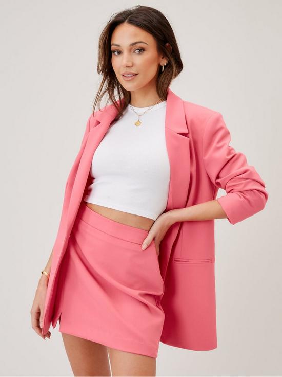 front image of michelle-keegan-tailored-blazer-co-ord-pink