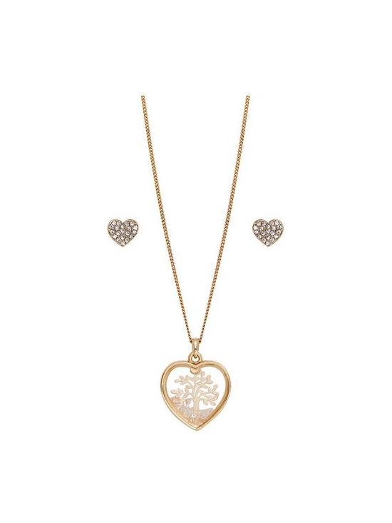stillFront image of jon-richard-gold-crystal-heart-shaker-necklace-and-earring-set-gift-packaged