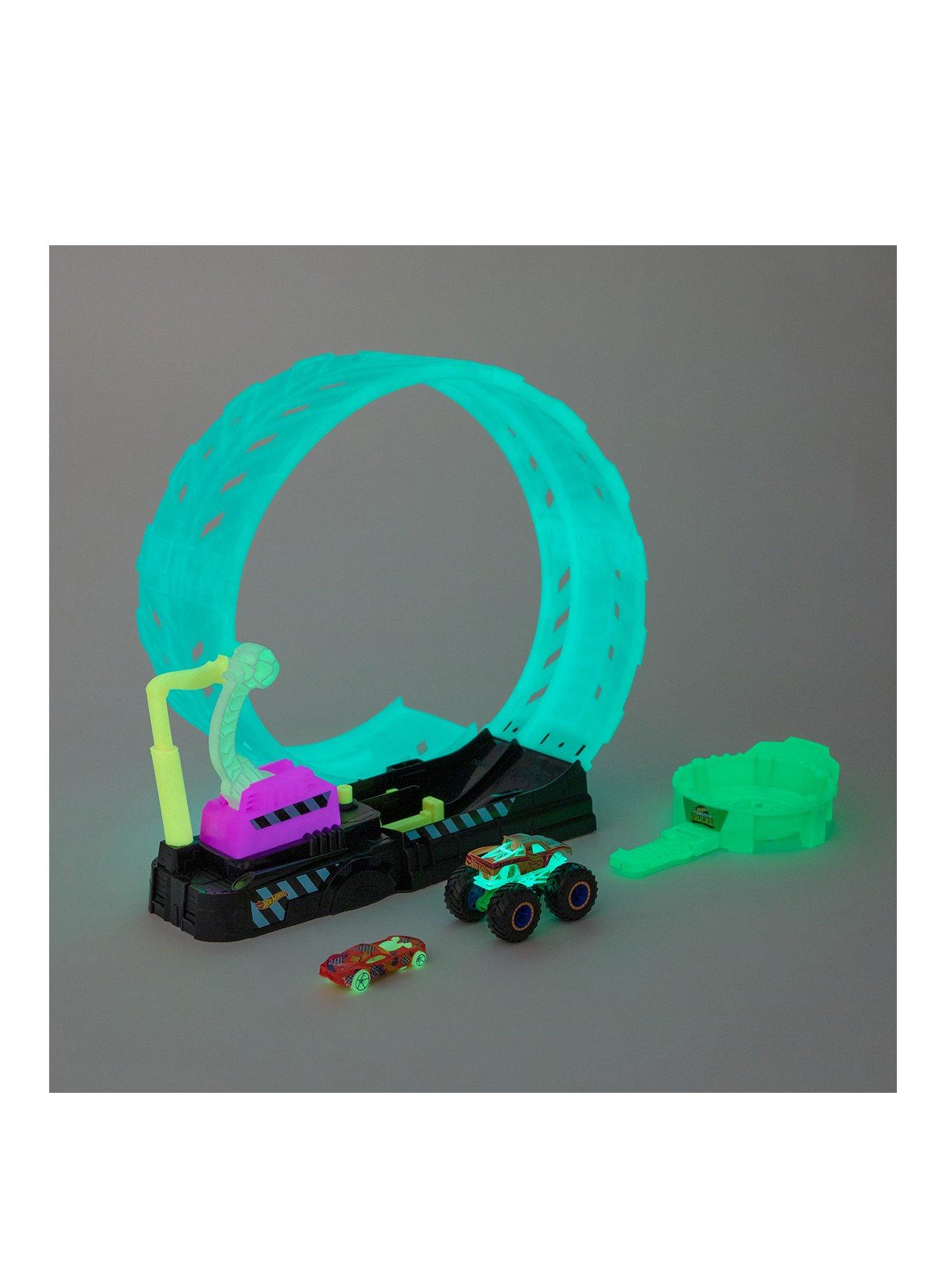 Mattel Hot Wheels Monster Trucks Glow in the Dark Epic Loop Challenge Set  Race