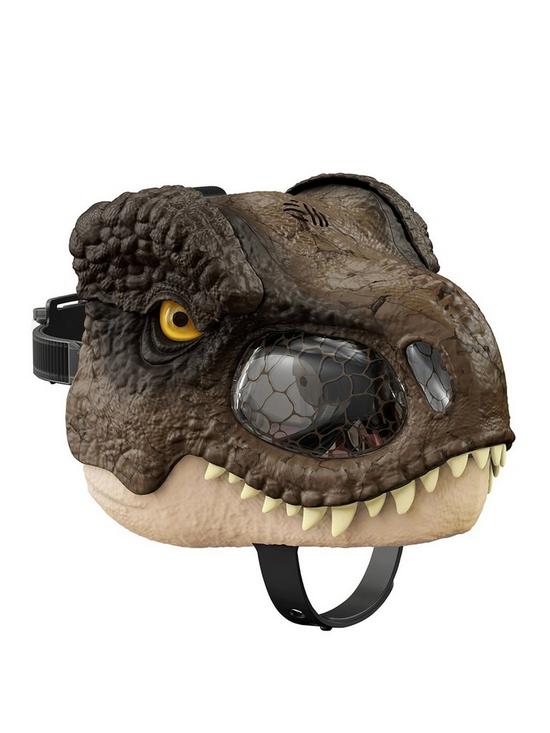 front image of jurassic-world-dominion-chompnbspn-roar-t-rex-mask-roleplay-toy