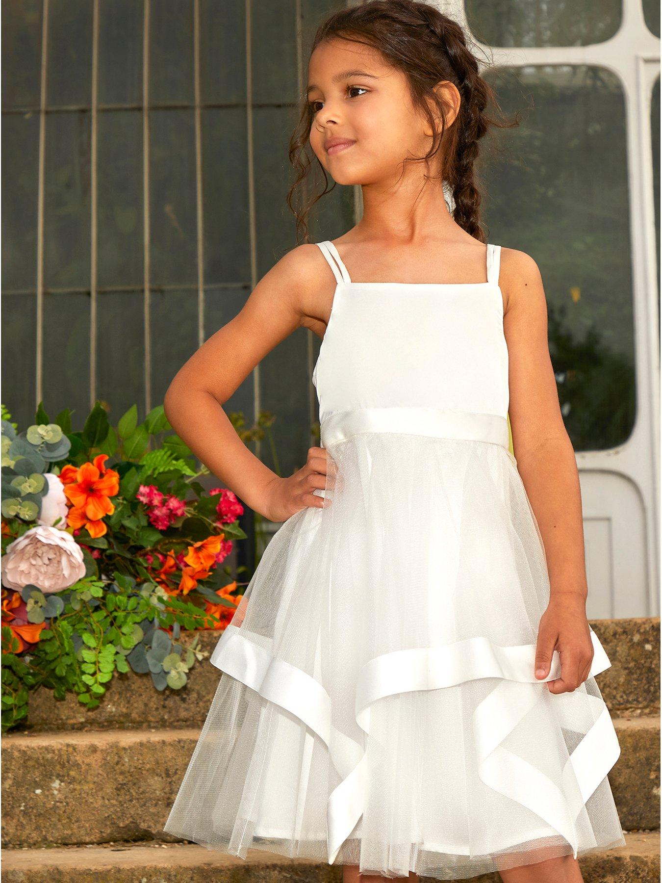 Girls Cami High Low Dress White