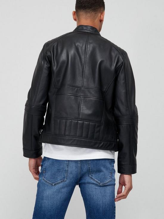 stillFront image of very-man-leather-biker-jacketnbsp--black