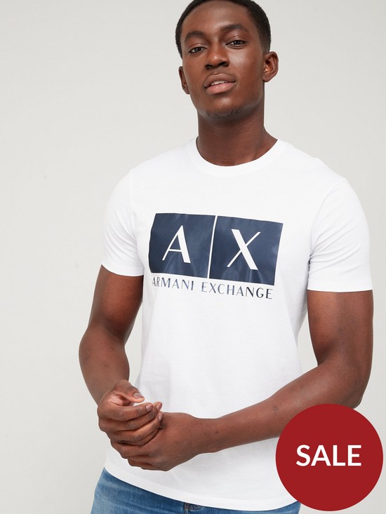 front image of armani-exchange-pclassic-logo-t-shirt-ndash-whitep