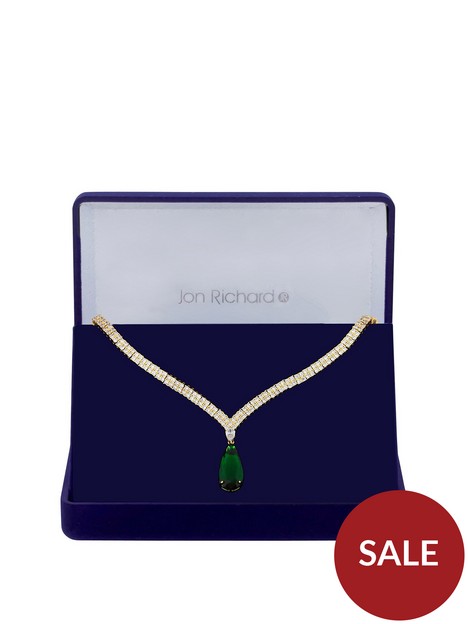 jon-richard-cubic-zirconia-emerald-green-pear-drop-collar-necklace