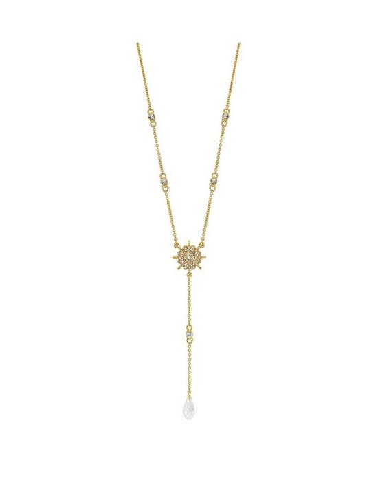 front image of jon-richard-gold-plate-crystal-cut-fine-celestial-drop-necklace
