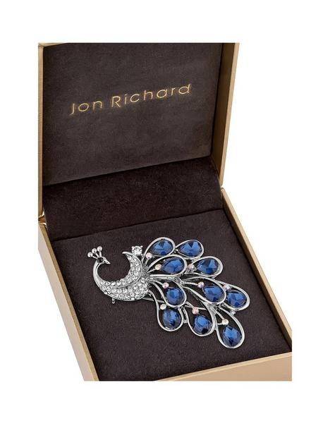 jon-richard-silver-blue-peacock-brooch