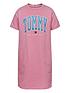  image of tommy-hilfiger-girls-bold-varsity-t-shirt-dress-pink