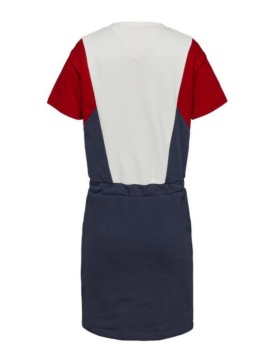 back image of tommy-hilfiger-girls-colourblock-knit-dress-navy