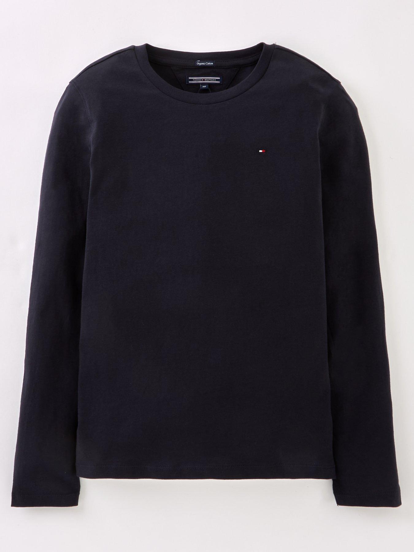  image of tommy-hilfiger-boys-long-sleeve-essential-flag-t-shirt-navy