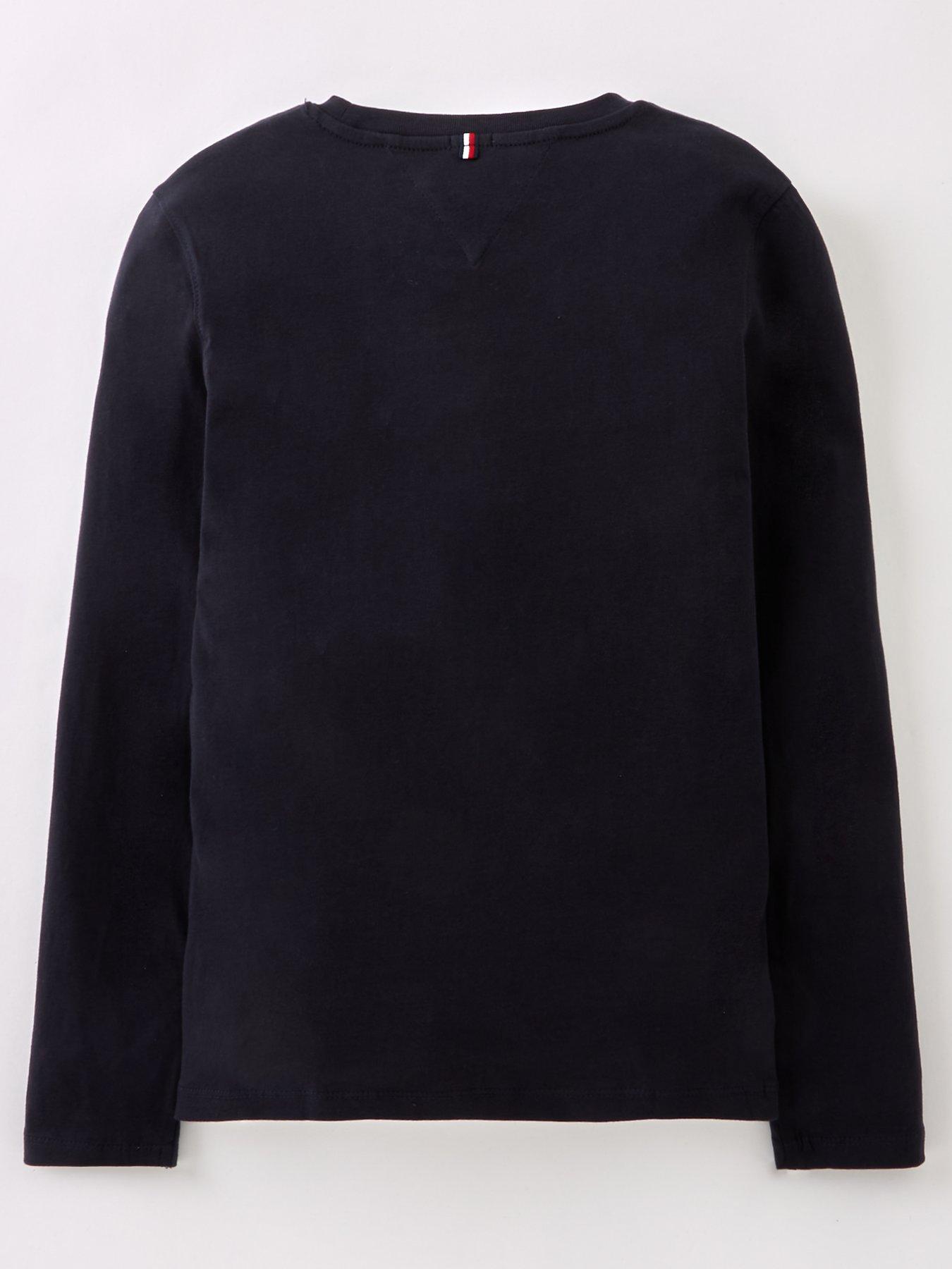  image of tommy-hilfiger-boys-long-sleeve-essential-flag-t-shirt-navy