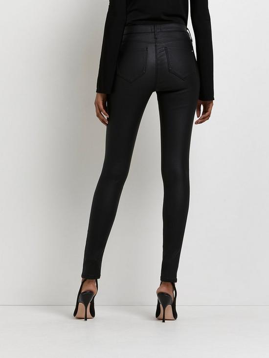 stillFront image of river-island-mid-rise-molly-coated-skinny-jeannbsp--black