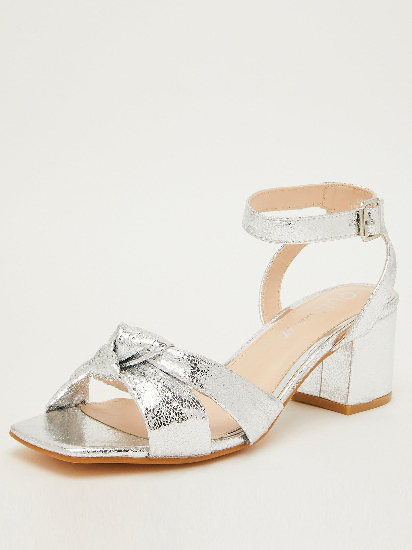 Wide fit silver block best sale heel sandals