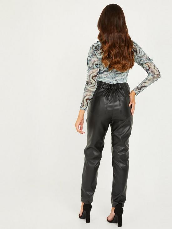 stillFront image of quiz-petite-faux-leather-cropped-trouser