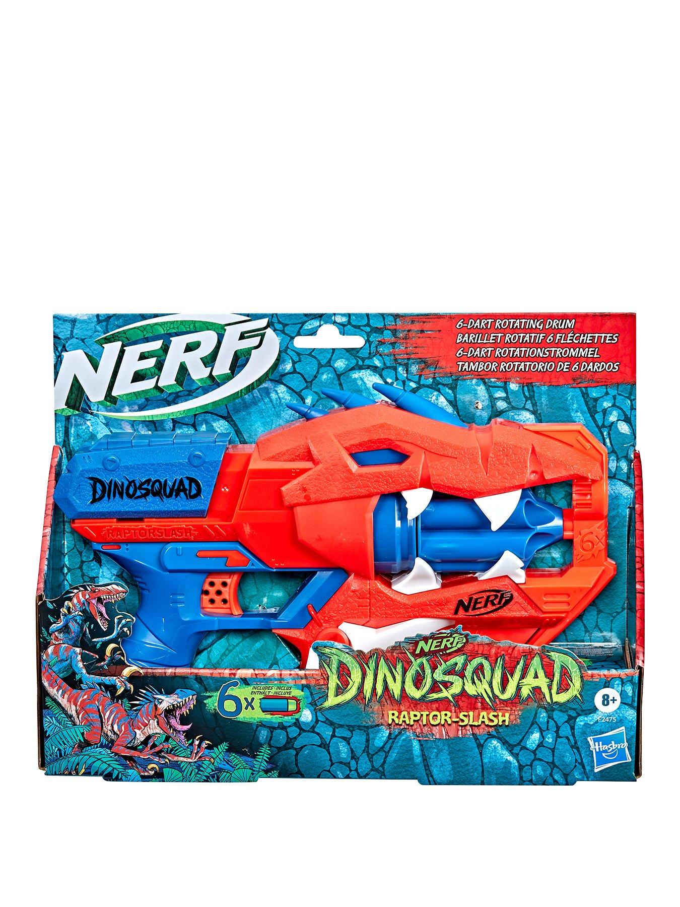 Nerf DinoSquad Raptor-Slash Dart Blaster, 6-Dart Rotating Drum, Slam Fire,  6 Nerf Darts, Velociraptor Dinosaur Design - Nerf