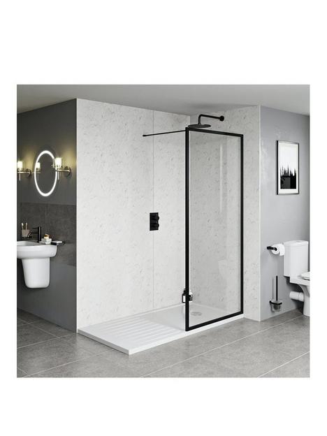 orchard-bathrooms-by-victoria-plum-cooper-matt-black-framed-walk-in-shower-enclosure-with-lightweightnbsptray-and-waste-1400-x-900
