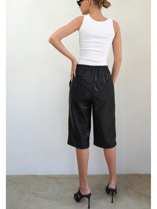 stillFront image of religion-faux-leather-tailored-shorts-black