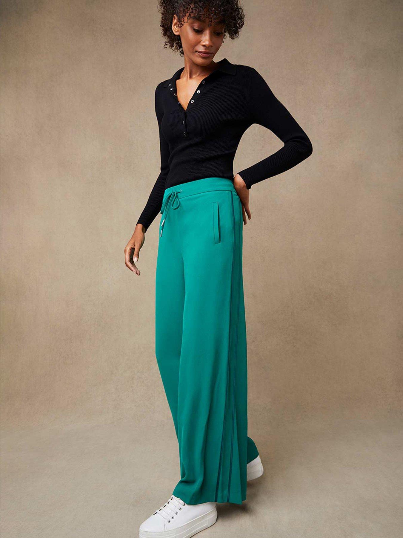 green side stripe trousers