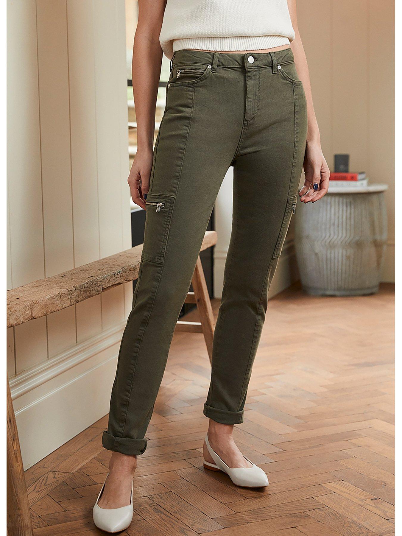 Khaki High Waist Skinny Cargo Jeans